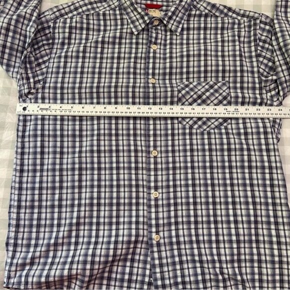 LEVI’S button down shirt light plaid 100% cotton blue white L long sleeves - Picture 7 of 9